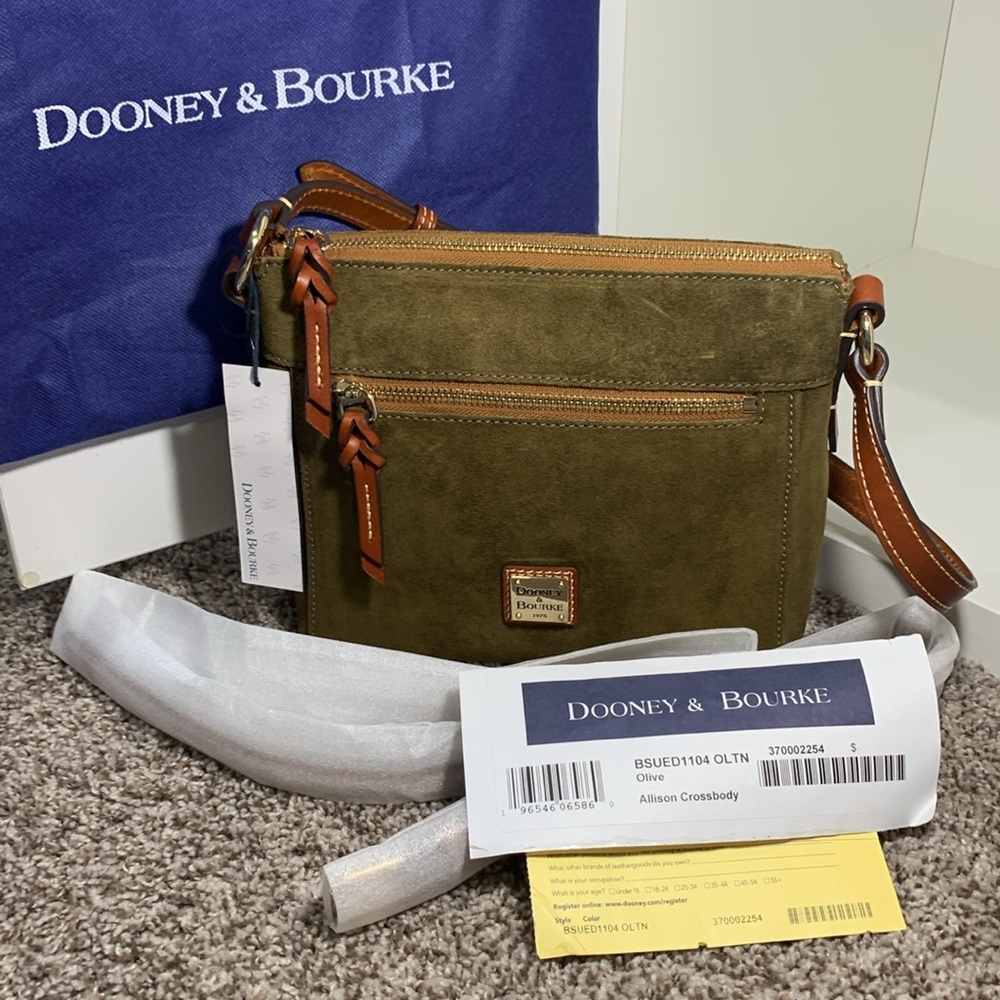 Dooney & Bourke Suede Allison Crossbody in Olive